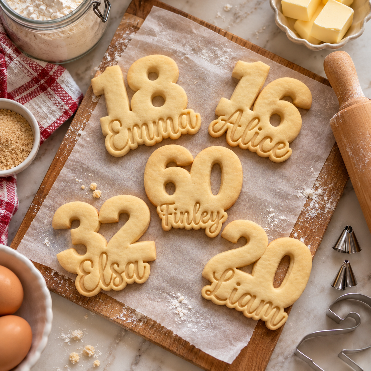 Personalized Name with Number Cookie Stamp, Birthday Part Gift LM32 670513