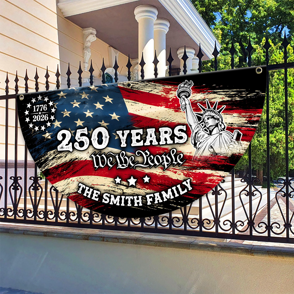Custom Family Name 250 Years We The People Non-Pleated Fan Flag HA75 920908