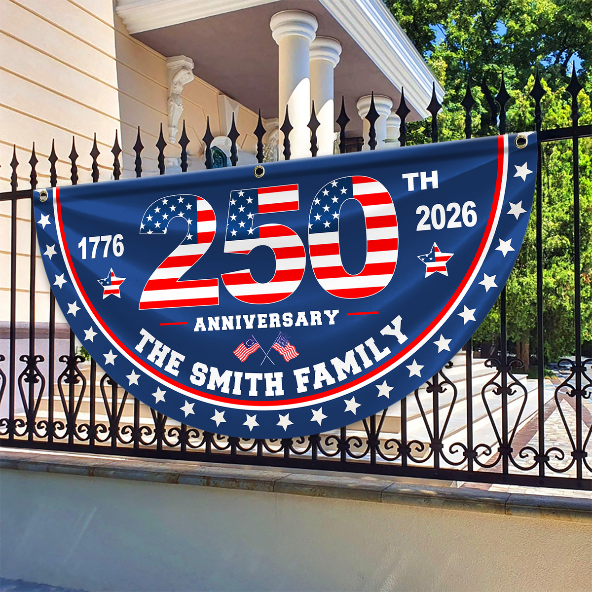 Custom Family Name 250th Anniversary Non-Pleated Fan Flag HA75 920910