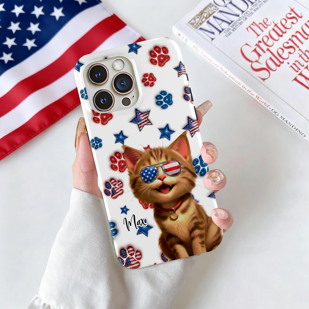 Custom 3D Cat US Flag Personalized Phone Case HA75 920322
