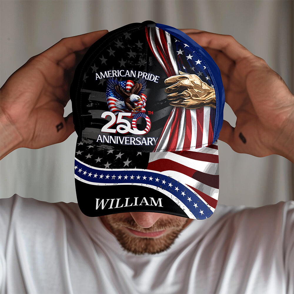 Custom Name Eagle American Flag Patriotic 250th Anniversary Classic Cap CH07 911236