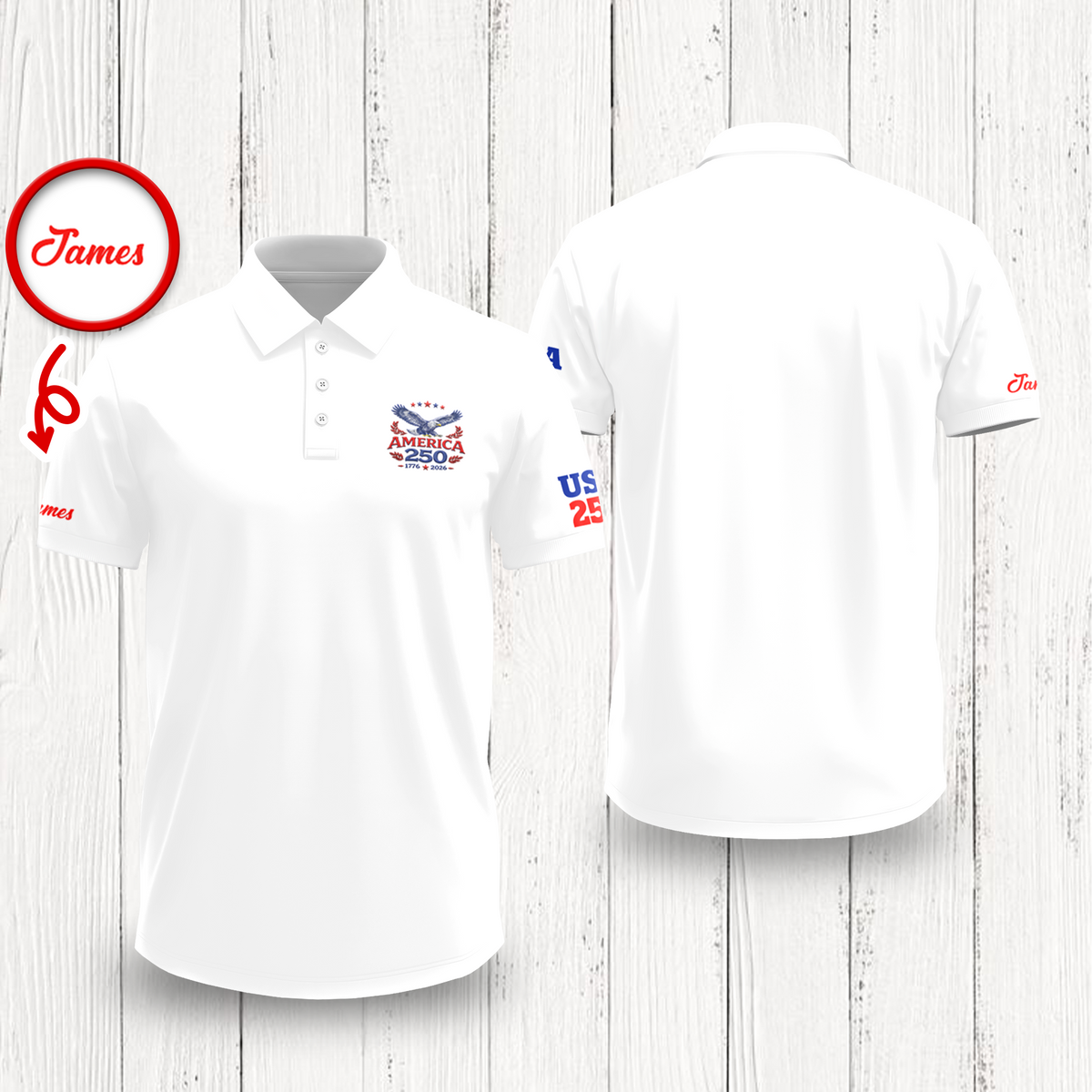 Custom Name USA 250 1776-2026 Polo Shirt TH10 169563