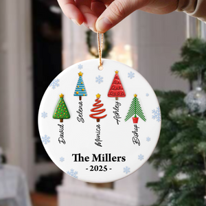 Personalized Family Christmas Tree 3D Inflated - Personalized Circle Ceramic Ornament LM32 895899