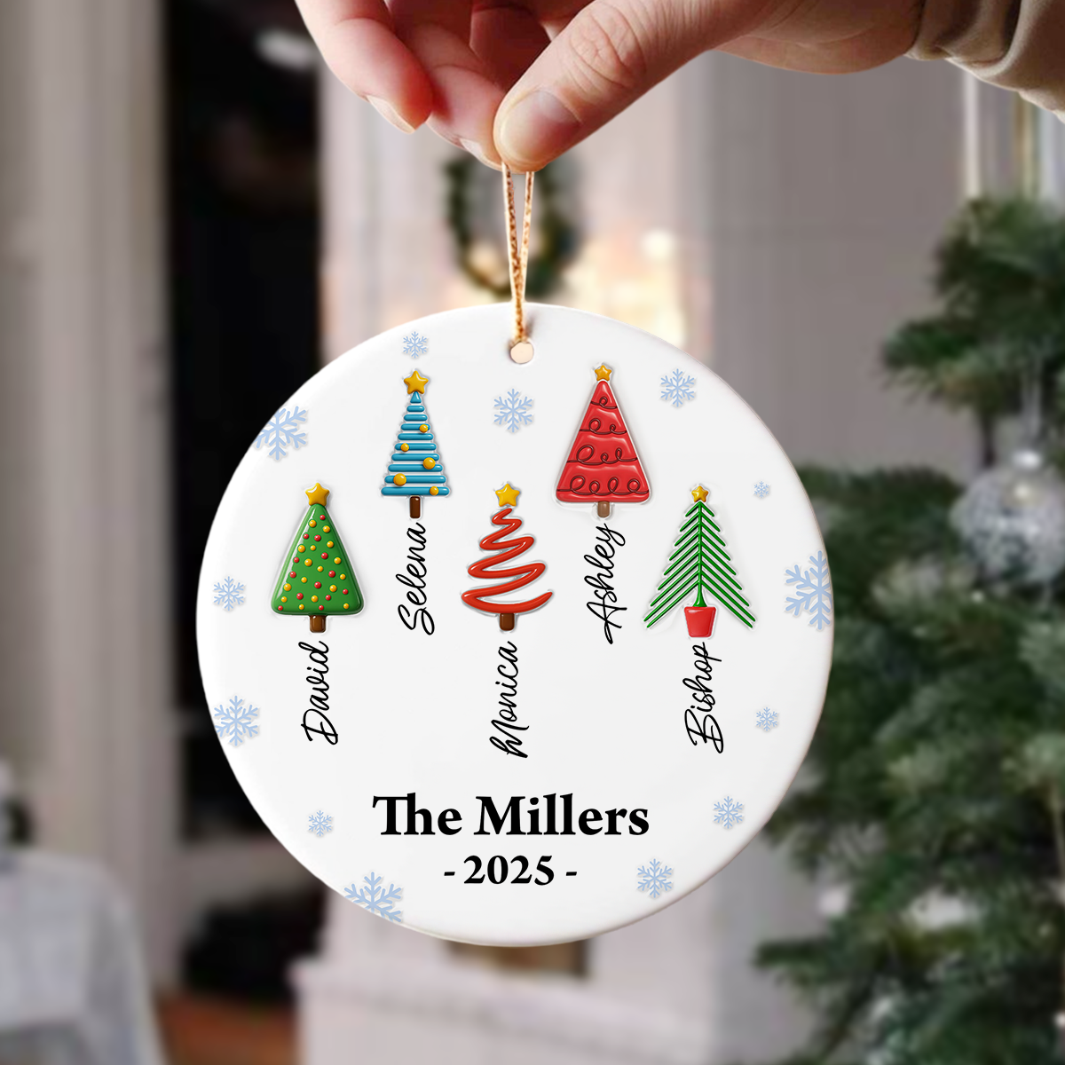 Personalized Family Christmas Tree 3D Inflated - Personalized Circle Ceramic Ornament LM32 895899