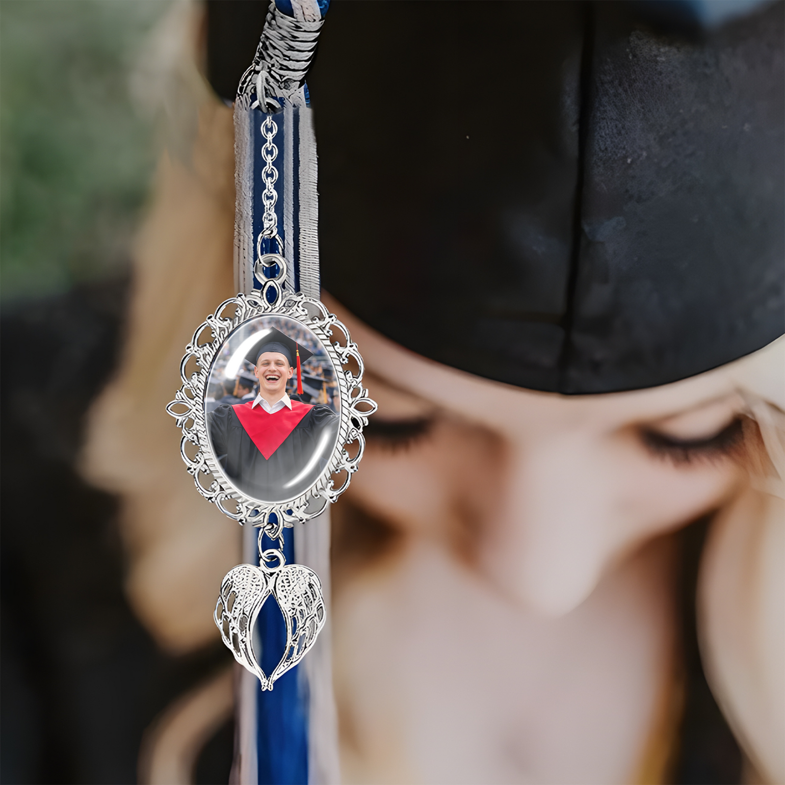 Custom Photo Charm With Angel Wings Graduation Tassel TH10 898969