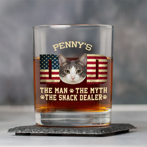 Custom Photo Cat Dad The Man The Myth American Flag Dad Rock Glass HA75 892400