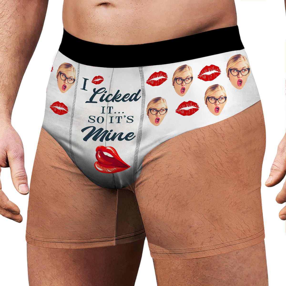 Custom Funny Face I Licked It So It's Mine Men's Boxer Briefs - Novelty Gift For Boyfriend, Husband LM32 669553