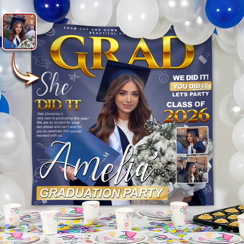 Custom Photo Class of 2026 Graduation Backdrop – Personalized Party Decoration LM32 899457