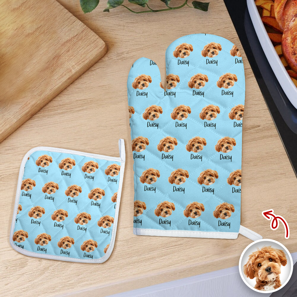 Custom Photo And Name On Oven Mitt Gift For Pet Lover TH10 898919