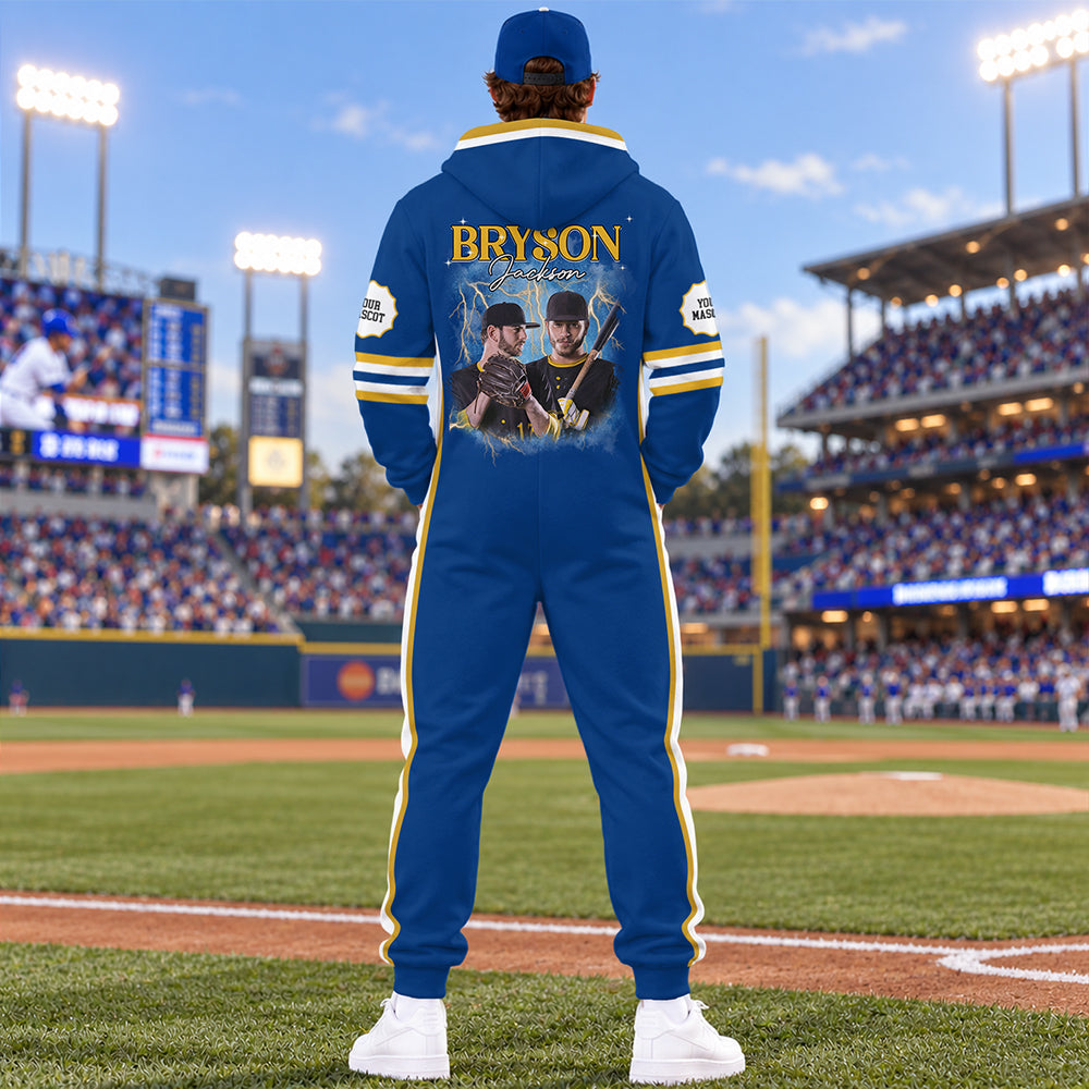 Custom Baseball Photo Onesie Pajamas - Baseball Player Gift HO82 903704