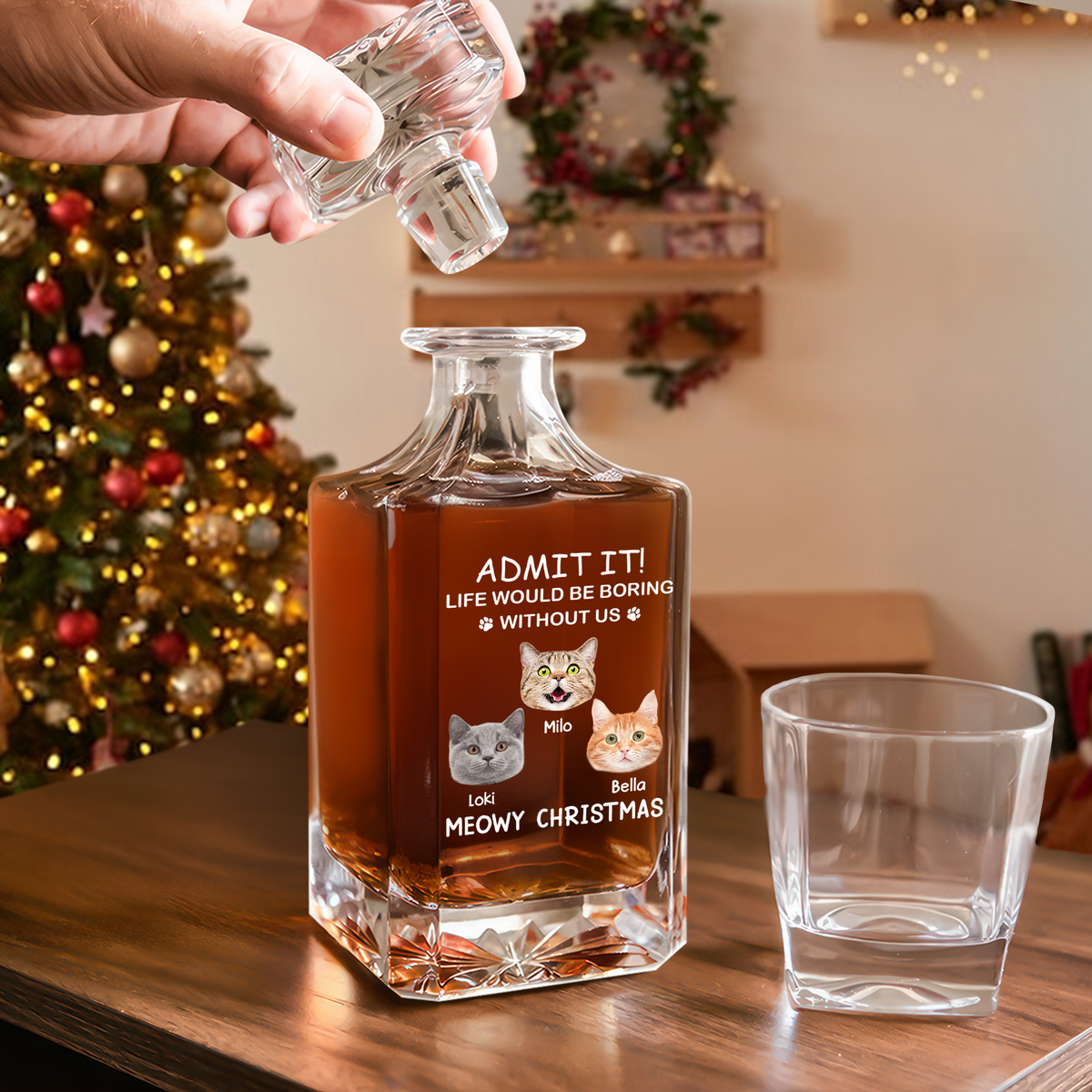 Custom Dog Cat Face Photo Life Would Be Boring Without Me Decanter Gift For Dog Cat Lovers HO82 894466