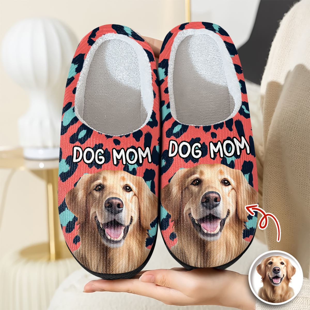 Custom Dog Photo Leopard Slipper For Dog Lovers CH07 896398