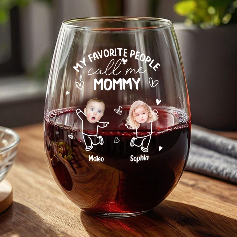 Custom Photo My Favorite People Call Me Grandma, Mom Wine Glass HA75 892294