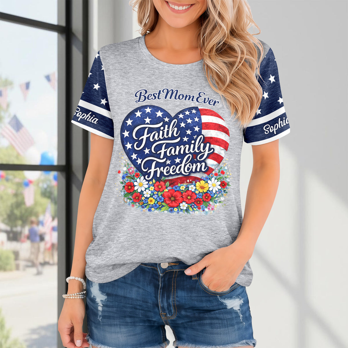 Personalized Best Mom Ever Faith Family Freedom AOP Shirt HO82 902130