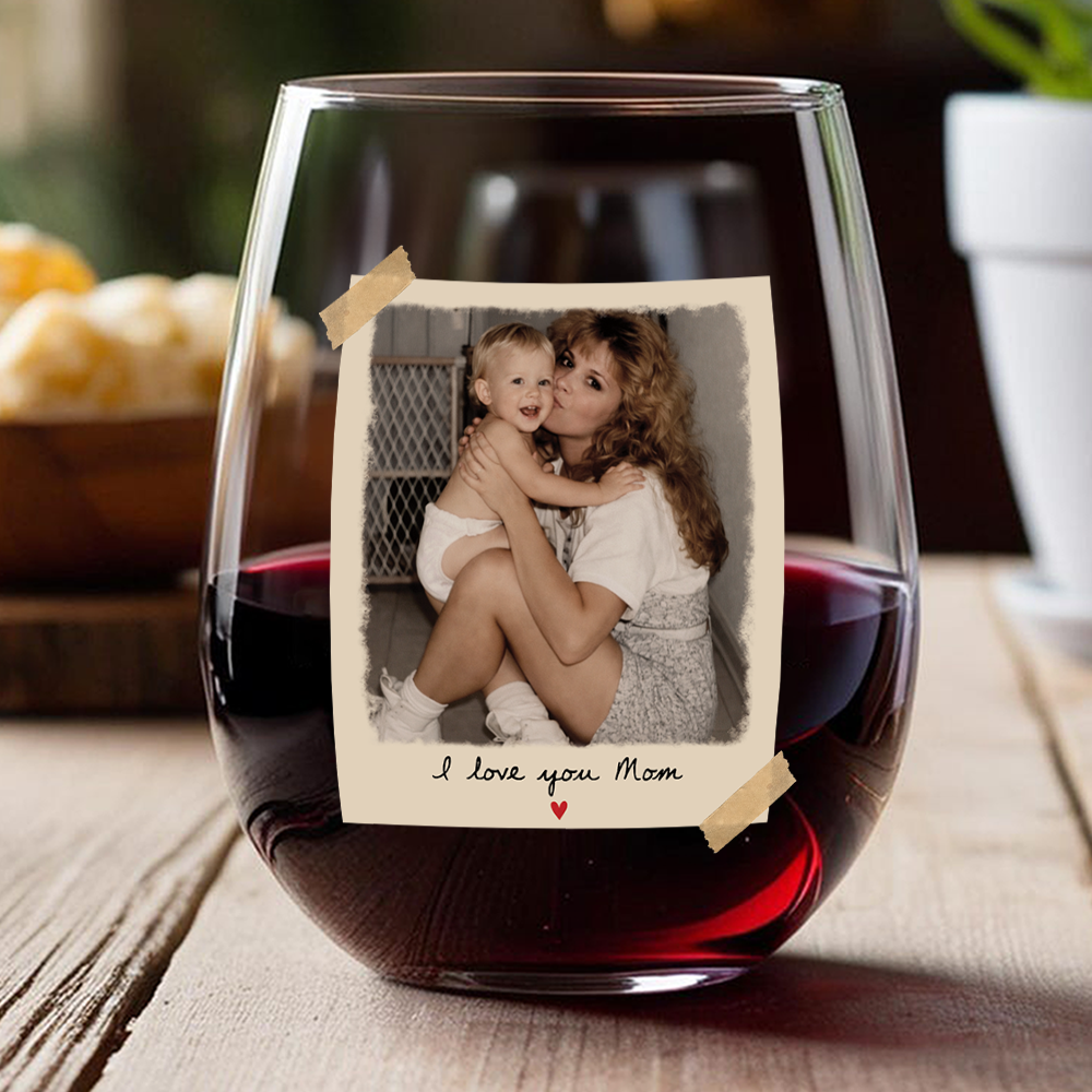 Custom Photo I Love You Mom Wine Glass Personalized Mother's Day Gift CH07 910838