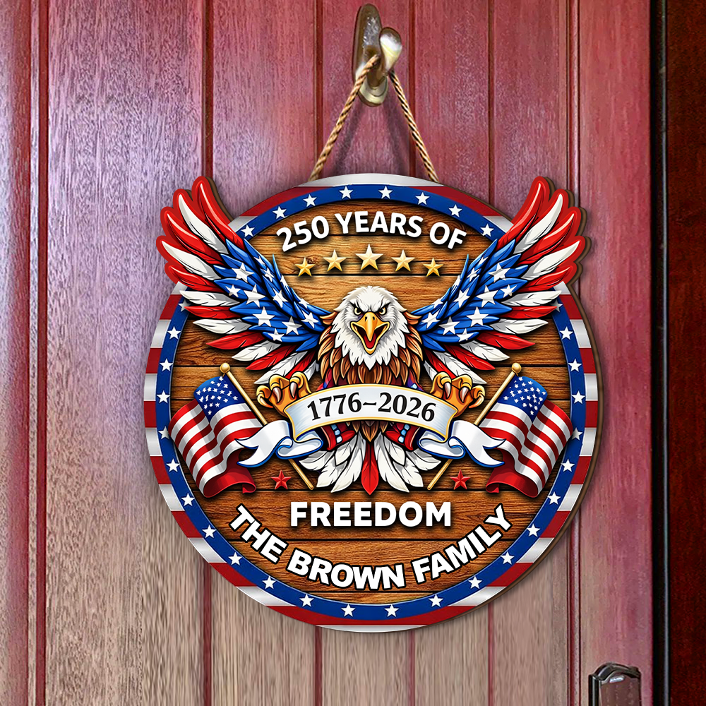 Personalized Family Name 250 Years of Freedom Eagle Door Sign HA75 920920