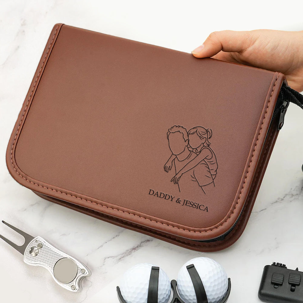 Custom Dad And Kids Portrait Photo Drawing Style Family Golf Set Engraved Accessories HA75 898652