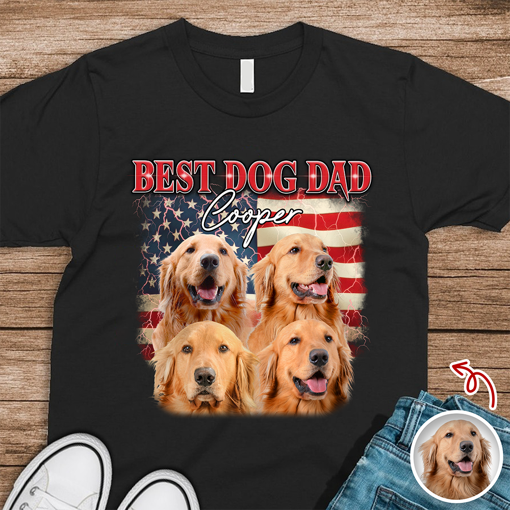 Custom Photo Best Dog Dad, Dog Mom Dark Shirt TH10 898705