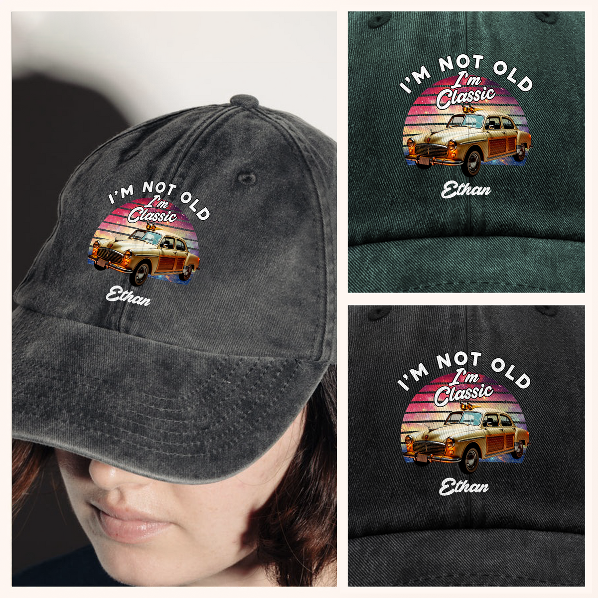 Custom Photo I'm Not Old I'm Classic Washed Denim Baseball Cap CH07 896430