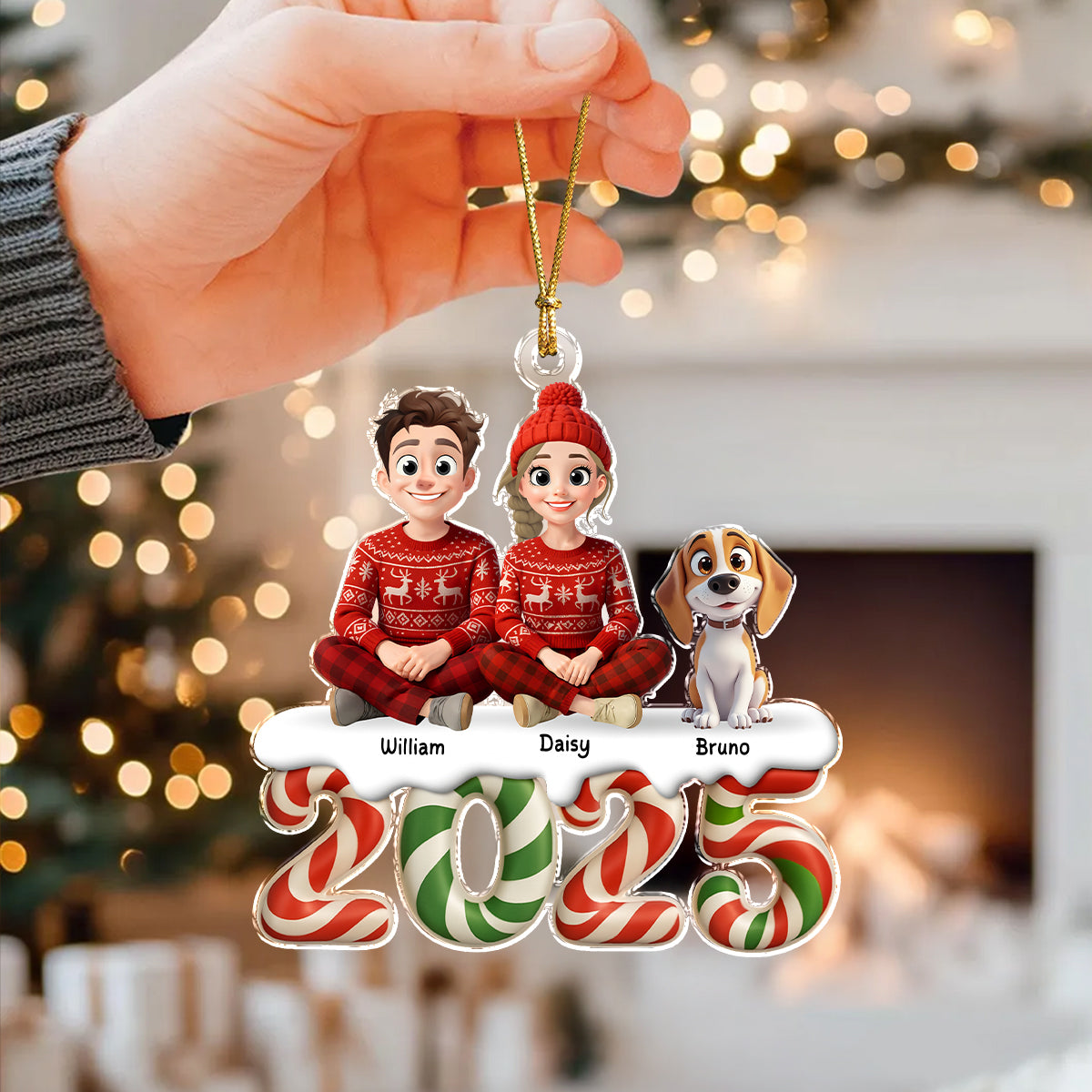 You & Me And The Dog Our Kind Of Merry Acrylic Ornament Personalized Gift For Christmas HO82 900118