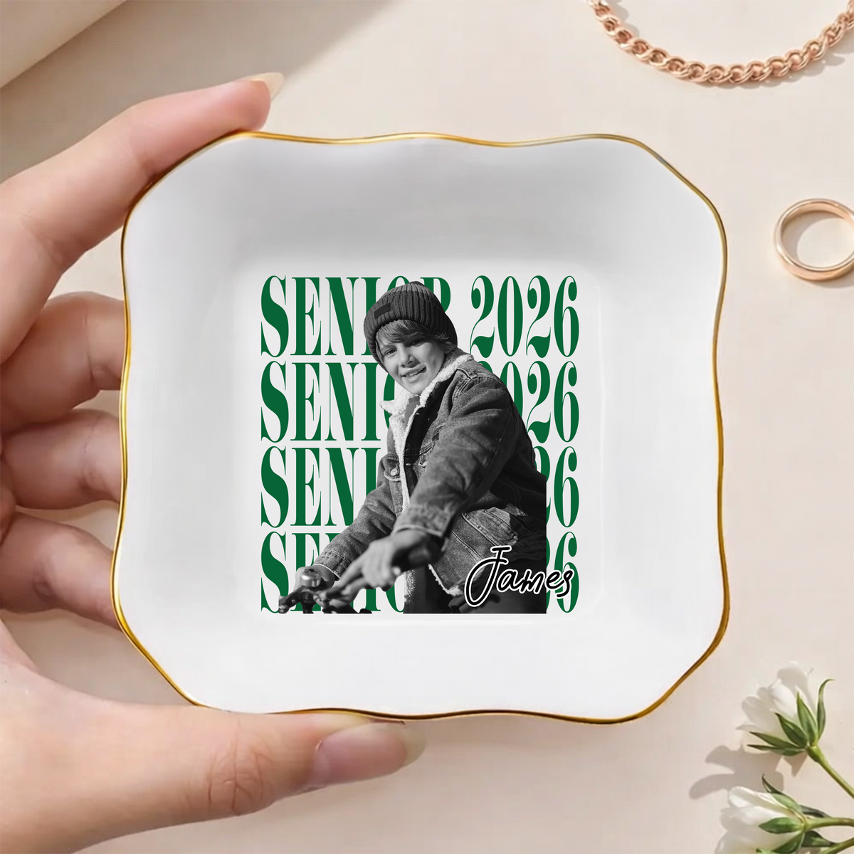 Senior Custom Vintage Photo - Personalized Ring Dish Graduation Gifts HA75 921218