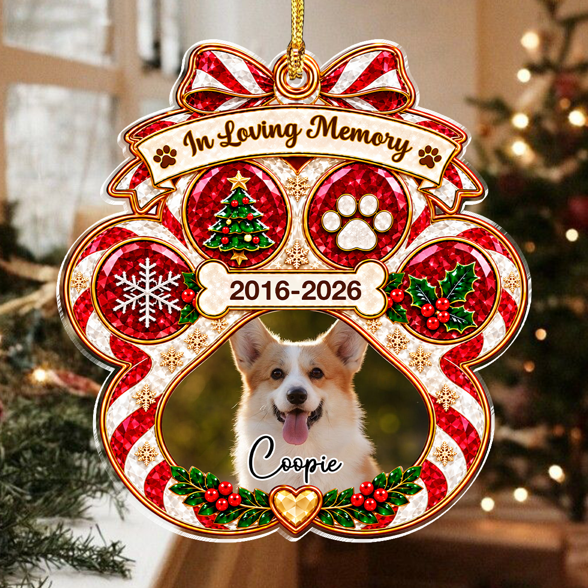Custom Dog Photo In Loving Memory Memorial Acrylic Ornament TH10 171465