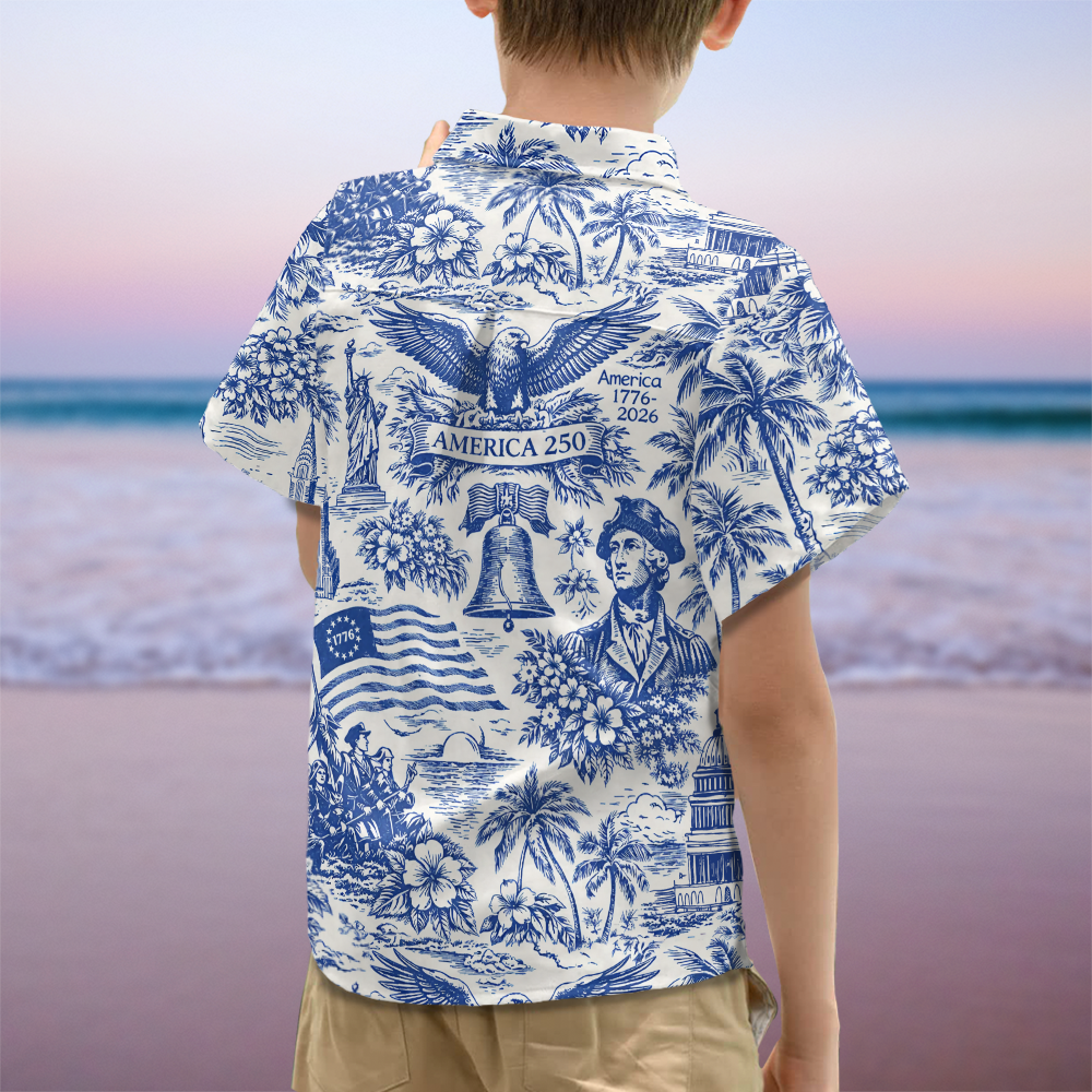America 250th Anniversary 1776-2026 Toile De Jouy Style Kid Hawaii Shirt TH10 169407
