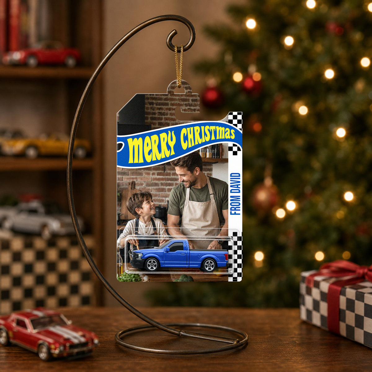Custom Photo Merry Christmas Dad Wheels Packaging Ornament, Christmas Day Gift LM32 669673
