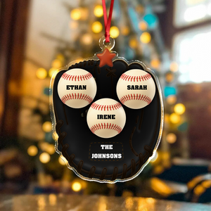Custom Name Baseball Family Gloves Acrylic Ornament For Sport Lovers LM32 895587