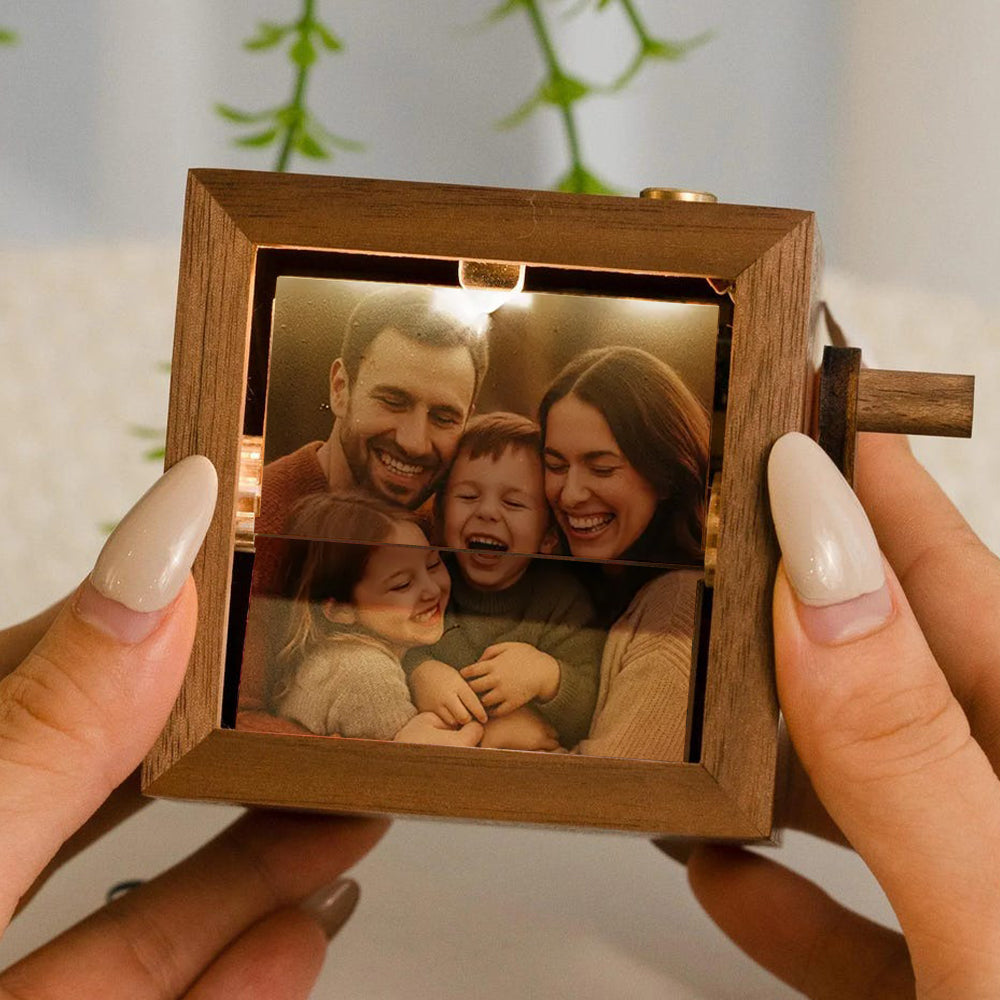 Custom Family Photo Flipbook Frame Wooden Gift for Mom, Dad Unique Home Decor HA75 898426