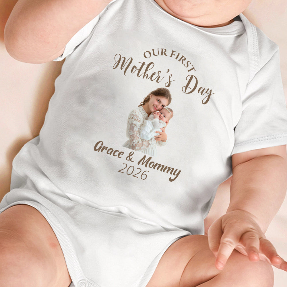 Custom Photo Our First Mother’s Day Together Baby Onesie LM32 899637