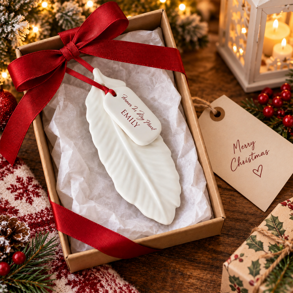 Personalized In Loving Memory Feather Ceramic Ornament HO82 903800