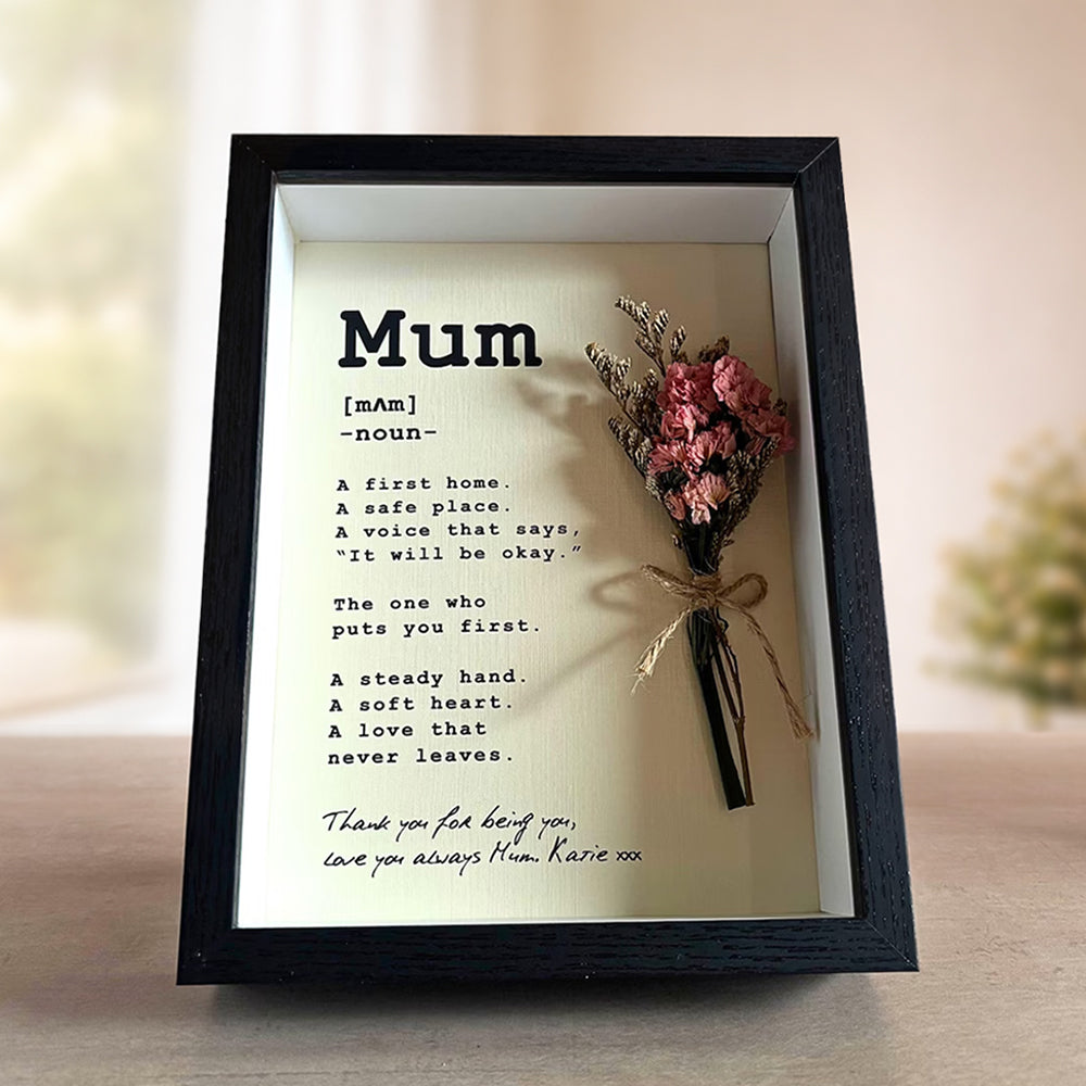 Personalized Mum Shadow Box Frame With Mini Dry Flower Bouquet, Mothers Day Gift HA75 920798