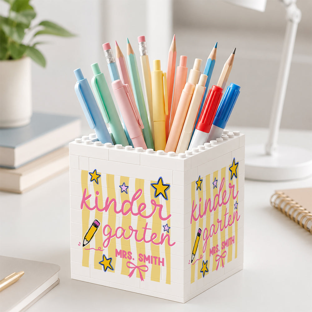 Custom Name Kindergarten Teacher Personalized Brick Pencil Pot HA75 921740