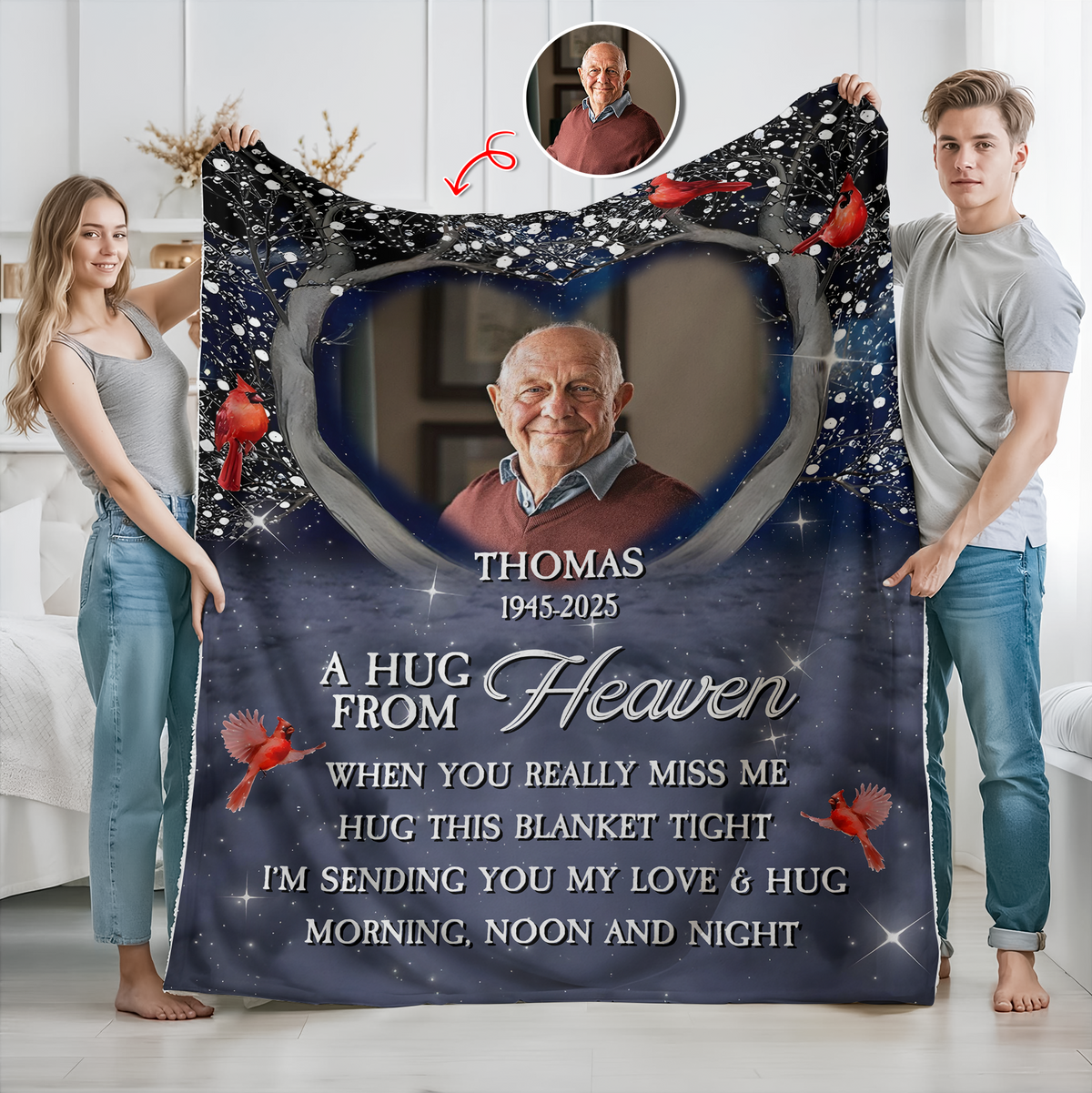 Personalized A Hug From Heaven Custom Photo Memorial  Blanket CH07 896454