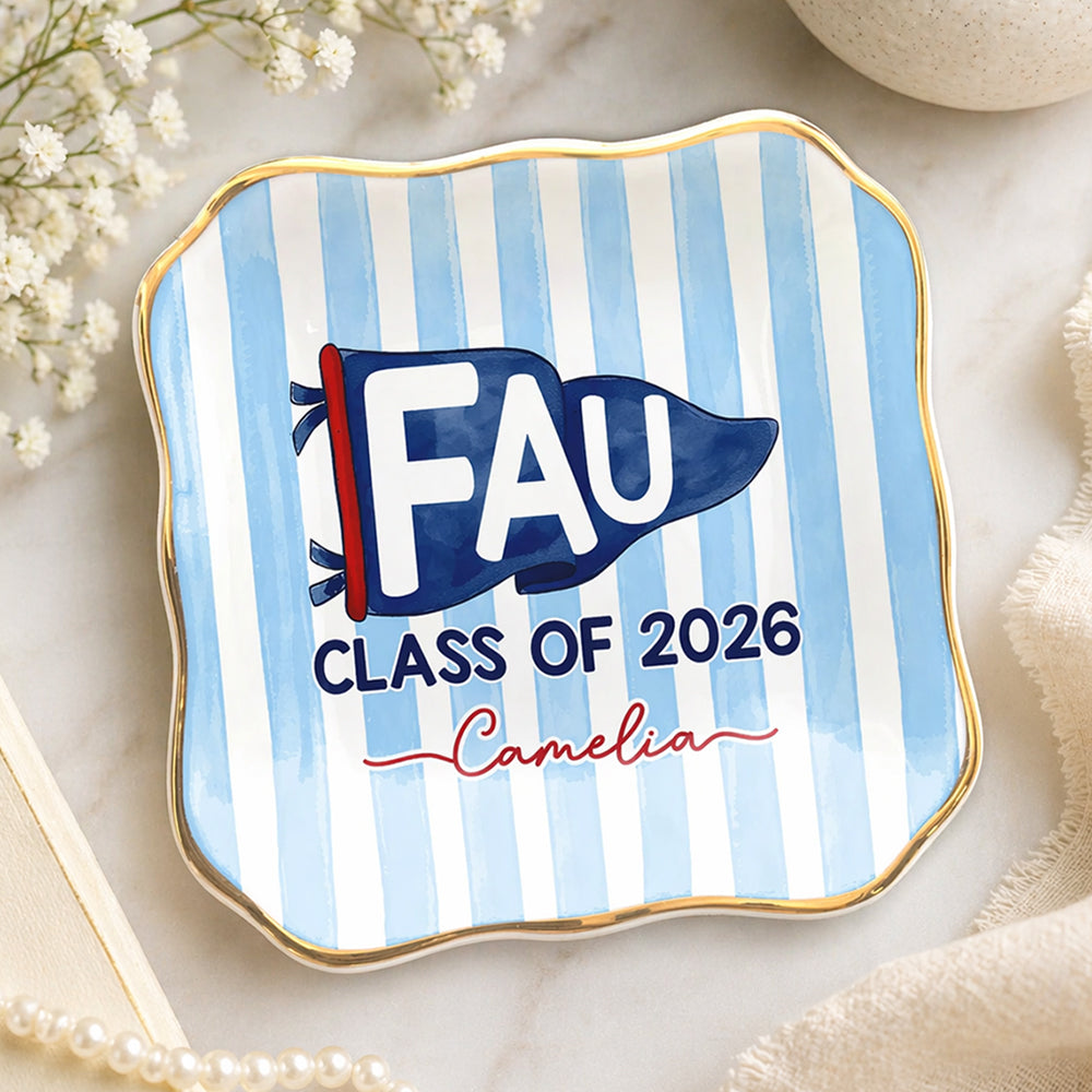 Custom School Pennant Flag Ring Dish - Graduation Gift HO82 902154