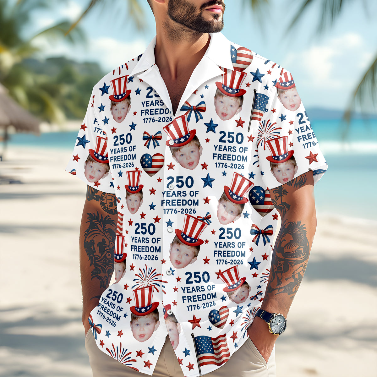 Custom Funny Face 250 Years Of Freedom 1776-2026 Hawaii shirt HO82 901702