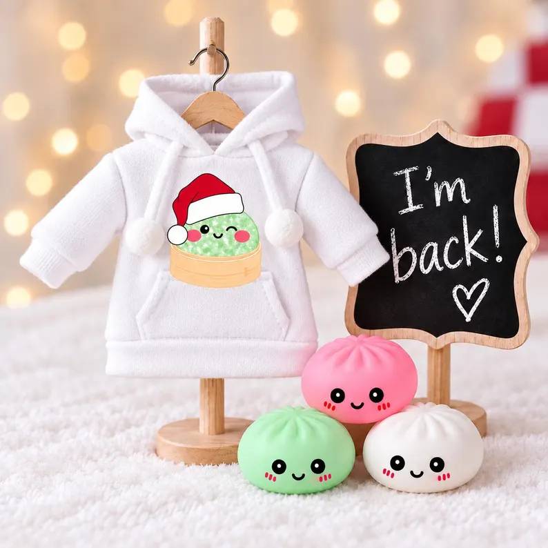Elf Prop Kit, Dumpling Hoodie, Squishies, I'm Back Sign Christmas Elf Accessories HO82 904056