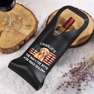Custom Photo Dog Dad The Man The Myth American Flag Dad Leather Wine Bag LM32 893877