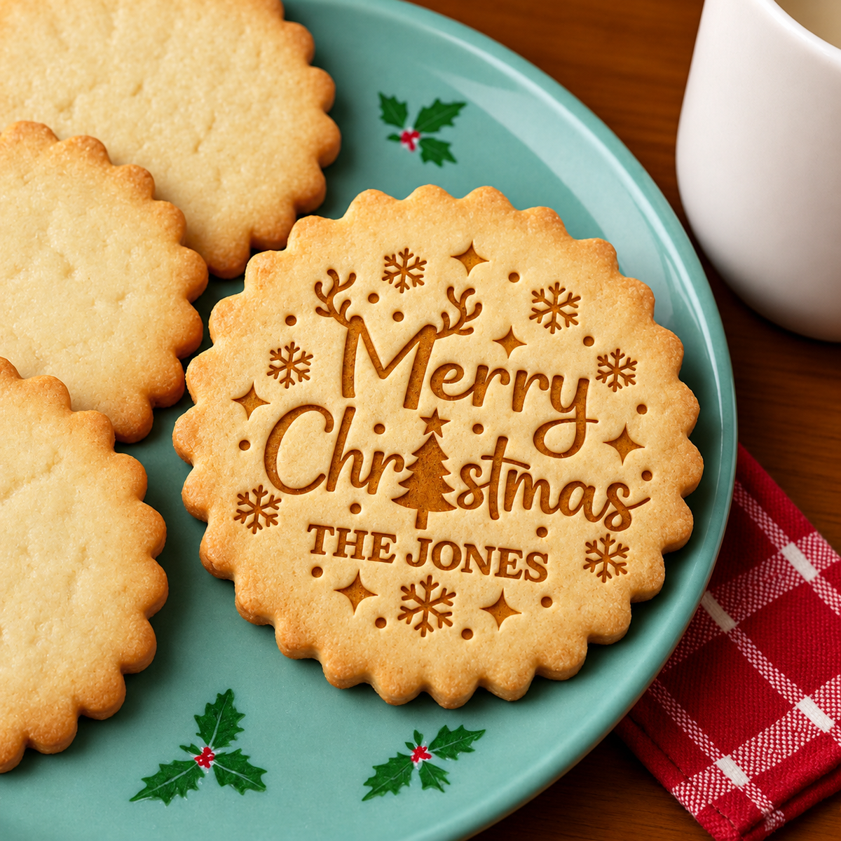 Personalized Family Name Merry Christmas Cookie Stamp, Holiday Baking Gift HA75 919638