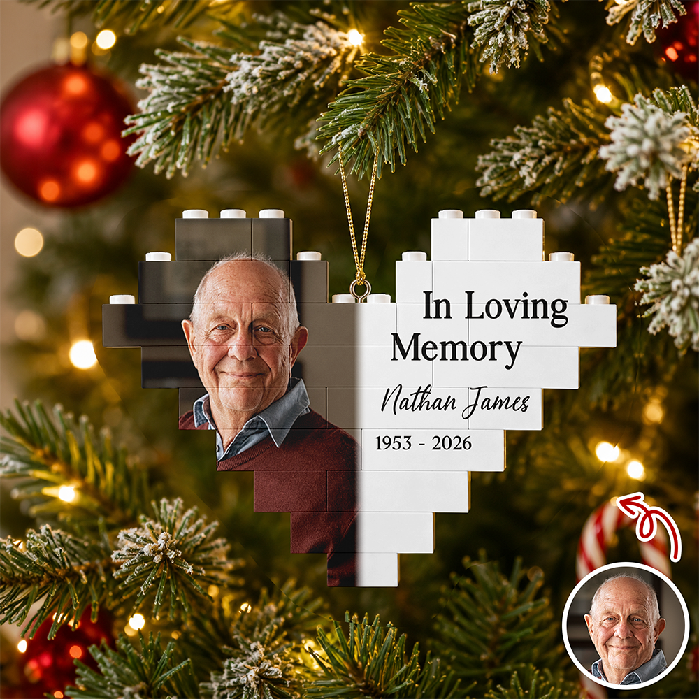 Personalized Memorial Photo In Loving Memory Christmas Building Blocks Ornament CH07 180446