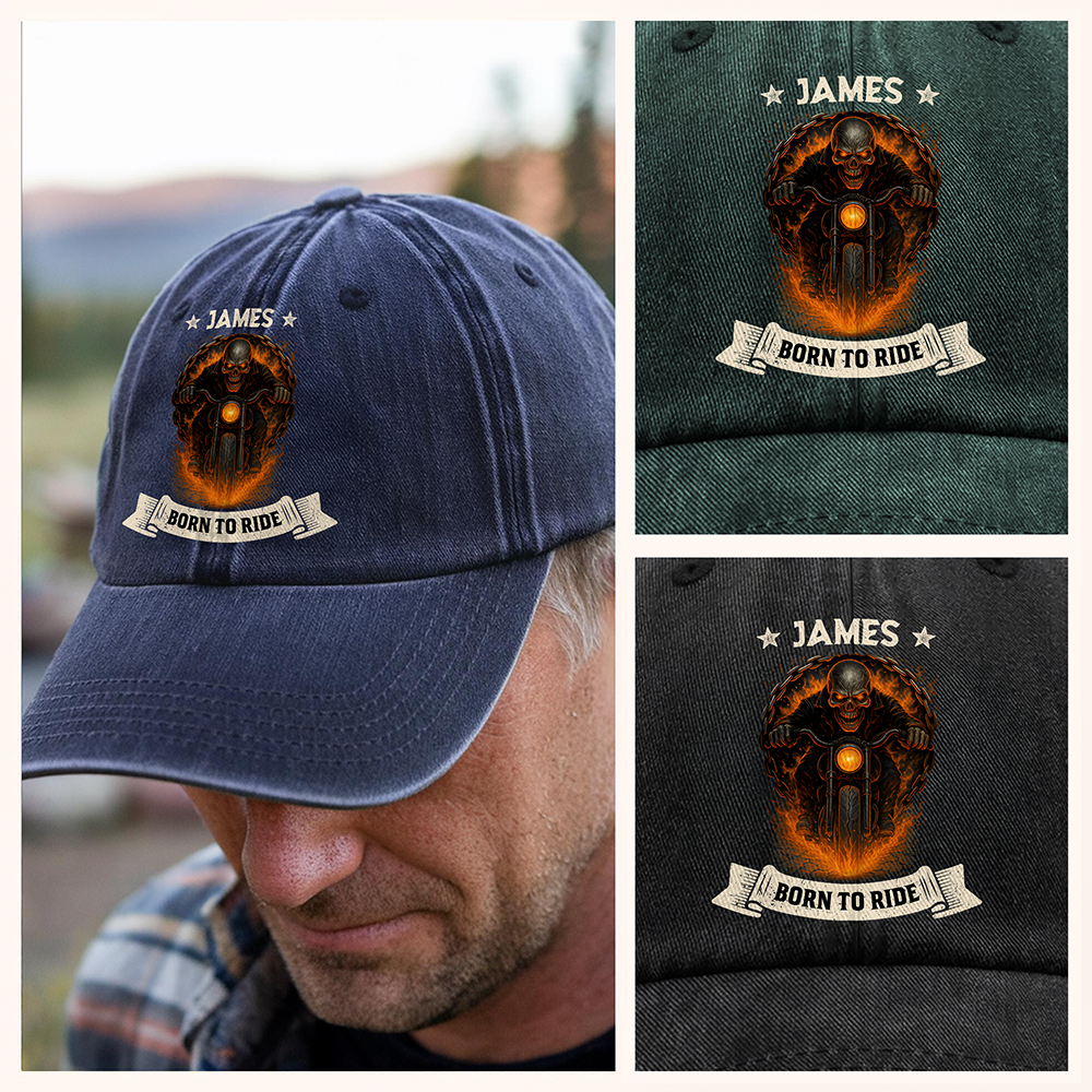 Born To Ride Personalized Biker Lovers Denim Cap CH07 896548