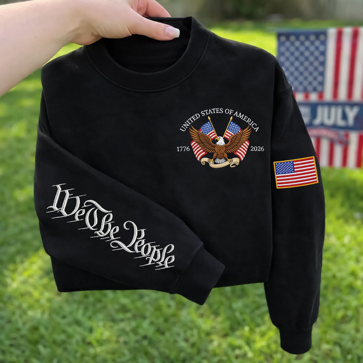 United States Of America 250th Anniversary 1776-2026 Eagle Sleeve Embroidered Sweatshirt LM32 899593