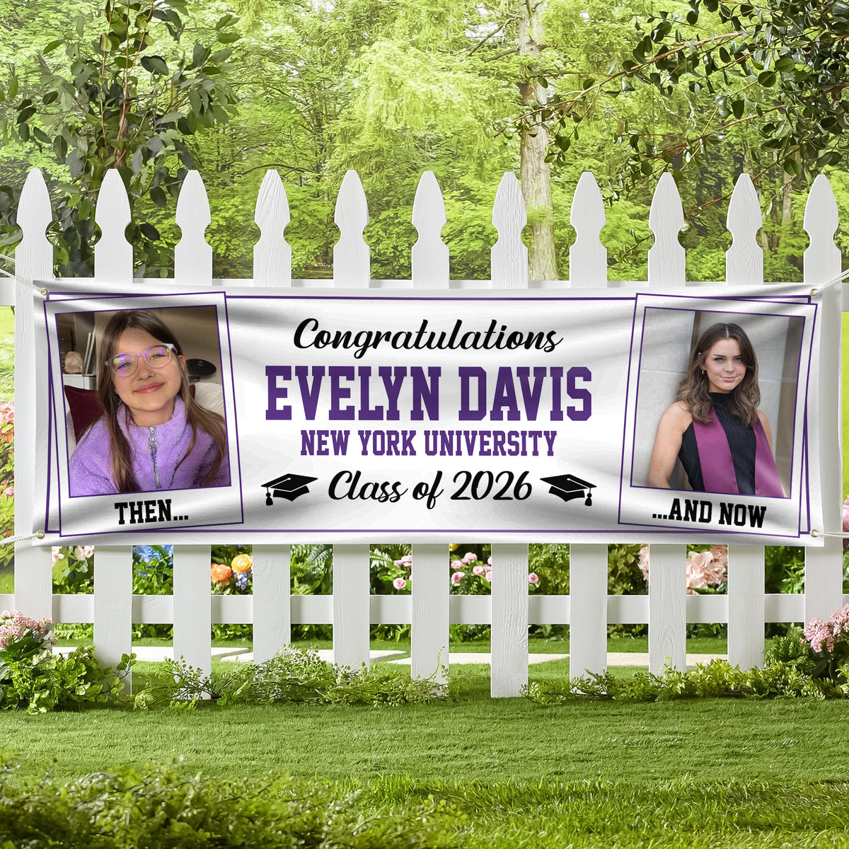 Custom Photo Class of 2026 Then And Now Personalized Banner Graduation Party Gift HA75 920622