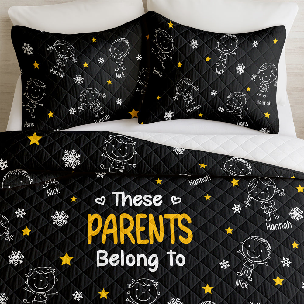 This Grandpa Grandma Belongs To Kids - Personalized Quilt Bedding Set HO82 900420