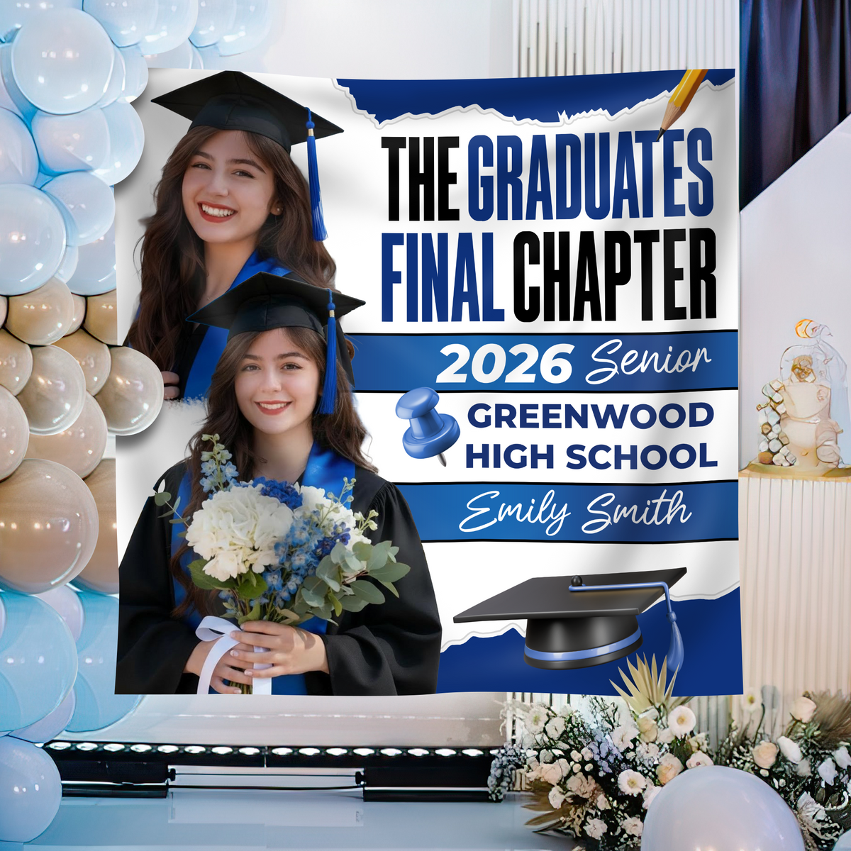 Custom Photo 2026 Senior Graduation Party Backdrop LM32 899493