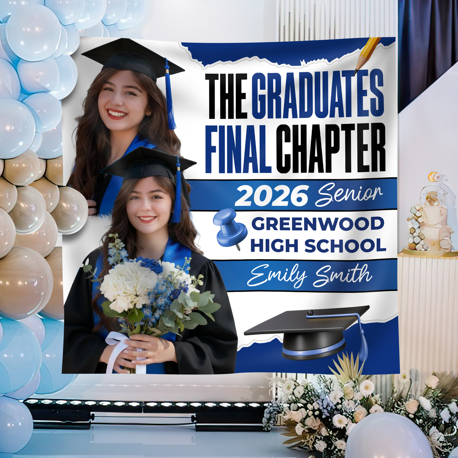 Custom Photo 2026 Senior Graduation Party Backdrop LM32 899493