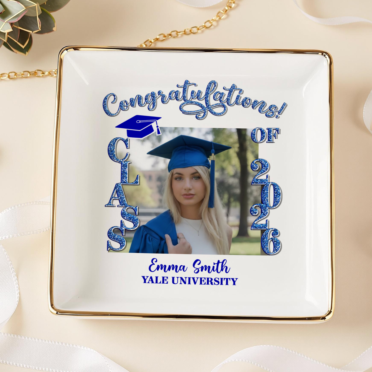 Custom Photo Congratulations Graduation 2026 Jewery Dish For Grad Party Decorations HO82 901732
