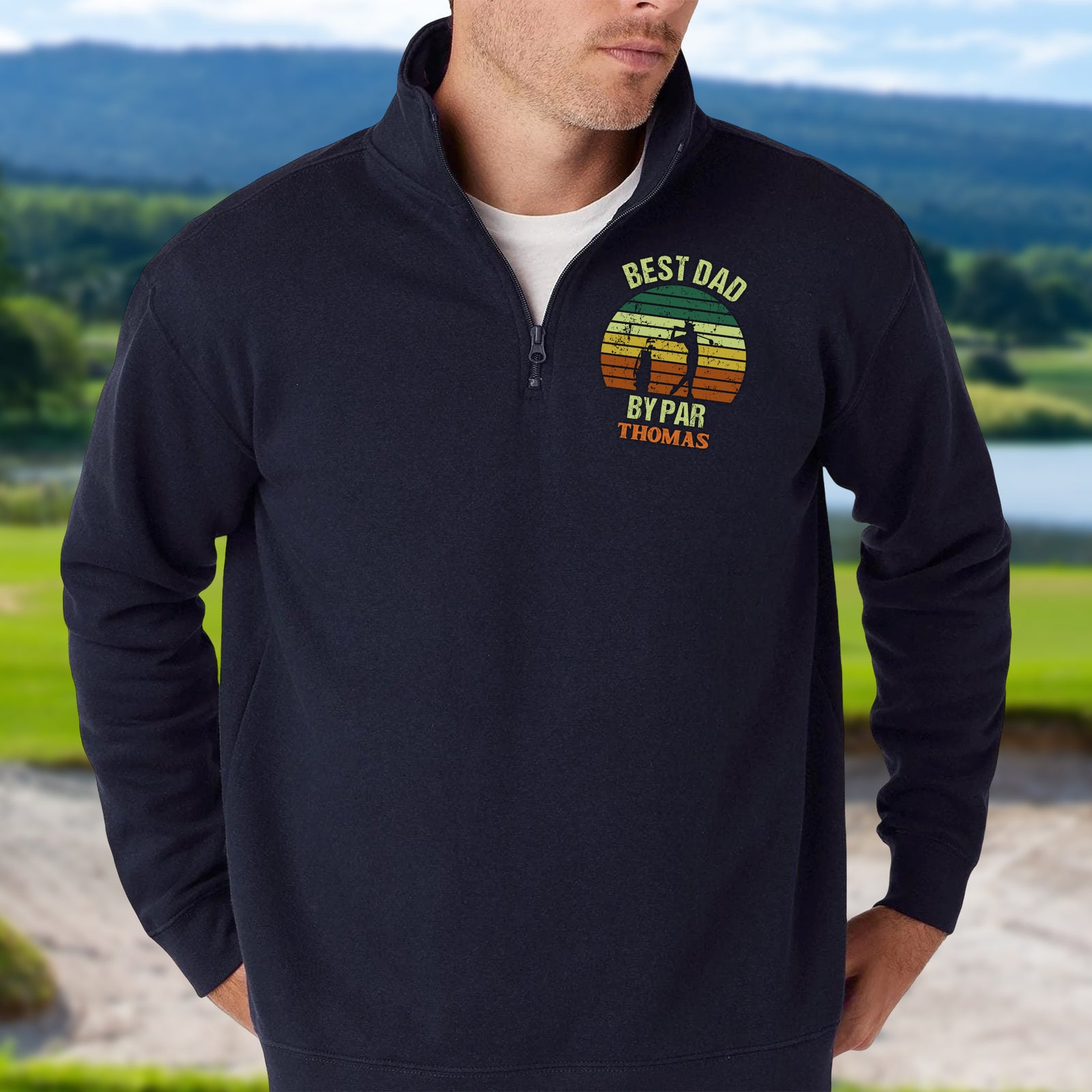 Custom Name Best Dad By Par Printed Quarter Zip Gift For Golf Lover TH10 898207