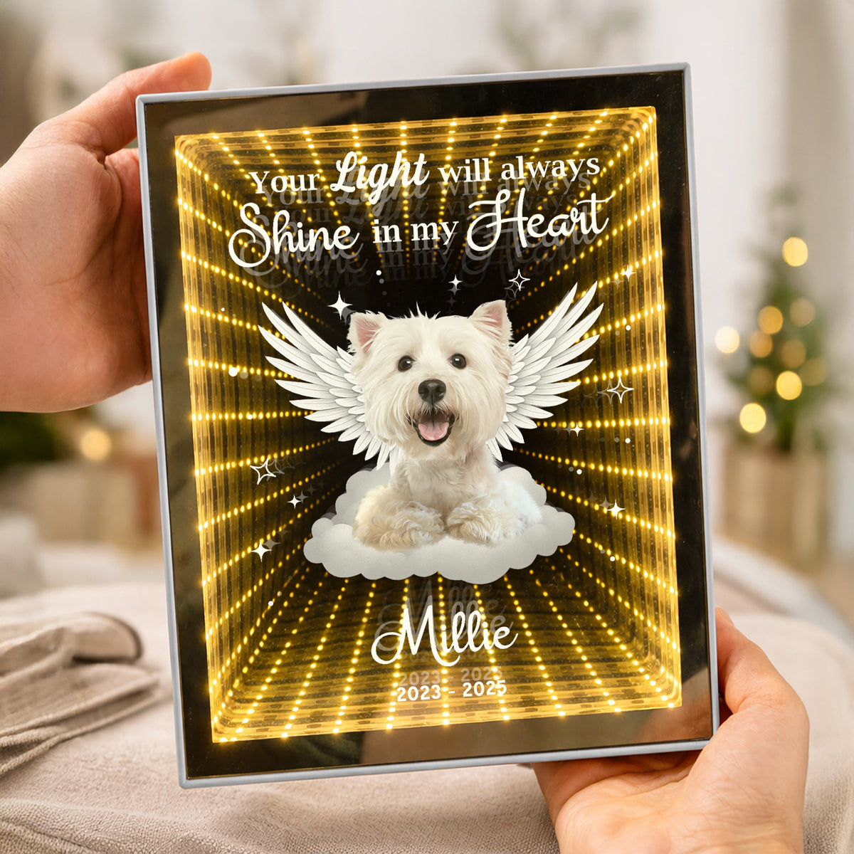 Custom Photo Dog Cat Pet Your Light Will Always Shine In My Heart Memorial Infinity Mirror Light Box HO82 901626